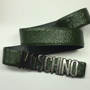 Moschino green patent leather belt
